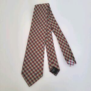 Dunhill Men's Neck Tie Made In England Designer Silk Multicolor Plaid Check Logo